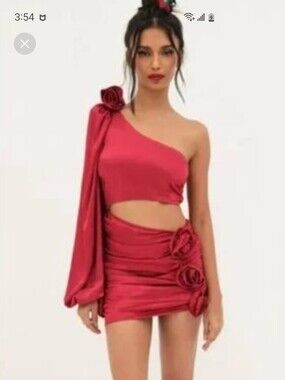 For Love And Lemons Red Mini Dress with Rosette Detail